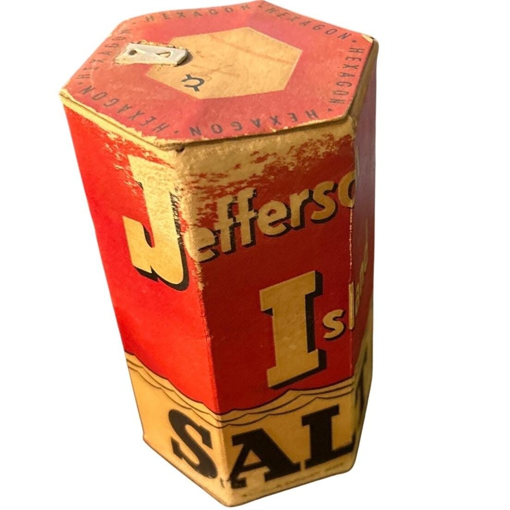 Vintage Jefferson Island Salt Hexagon Cardboard Container Advertising Prop